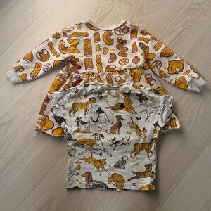Petit Pilou Adorable Pasta Print Dress 4T and doggo tee